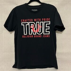 True Religion Black and Red Graphic Short Sleeve Tee